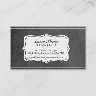 Carte De Visite Monogramme de tableau noir Élégant subtil Vintage