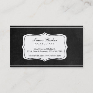 Carte De Visite Monogramme de tableau noir Élégant subtil Vintage