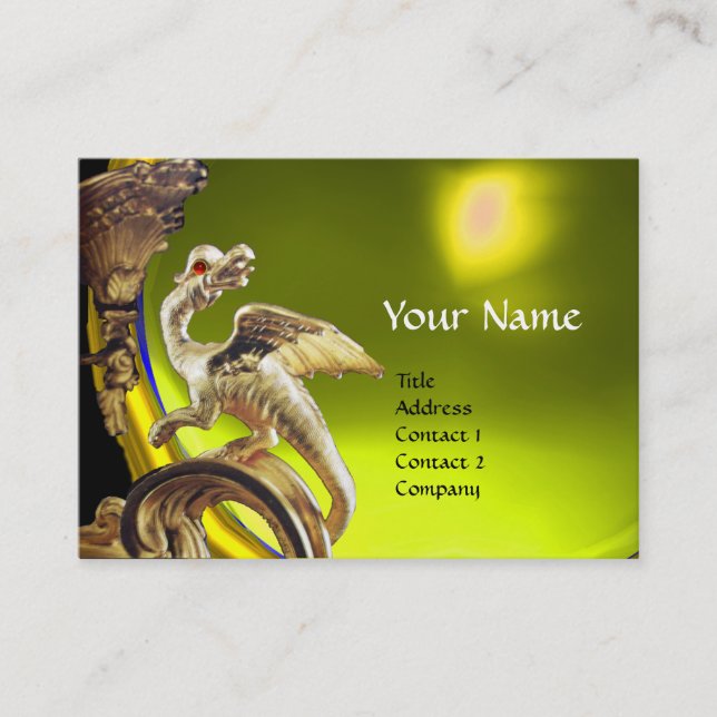 Carte De Visite MONogramme DE TOPAZ JAUNE DRAGON D'OR (Devant)