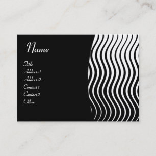 Carte De Visite MONOGRAMME DE VAGUES ÉLÉGANTES, rose noir et blanc