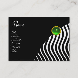 Carte De Visite MONOGRAMME DE VAGUES STYLISH, vert noir et blanc