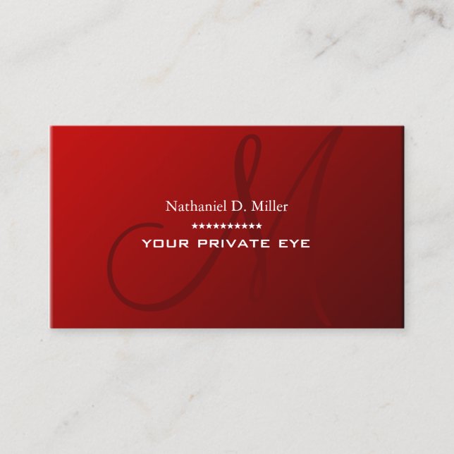 Carte De Visite Monogramme de Velvet rouge (Devant)