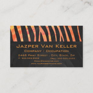 Carte De Visite Monogramme de zèbre orange et noir