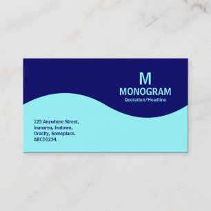 Carte De Visite Monogramme demi-vague - bleu glace et bleu marine 