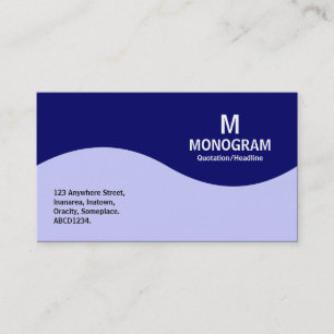 Carte De Visite Monogramme demi-vague - bleu marine avec bleu en p