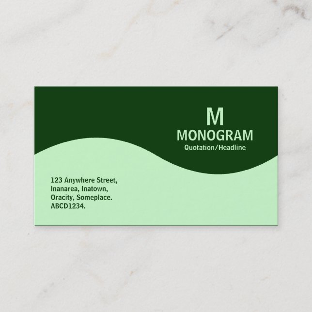 Carte De Visite Monogramme demi-vague - Vert fantôme avec vert 003 (Devant)
