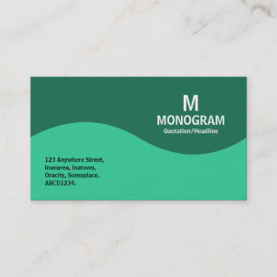 Carte De Visite Monogramme demi-vague - Vert mer avec vert 1B6F52