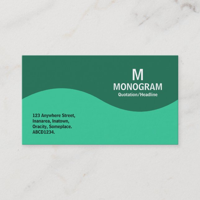 Carte De Visite Monogramme demi-vague - Vert mer avec vert 1B6F52 (Devant)