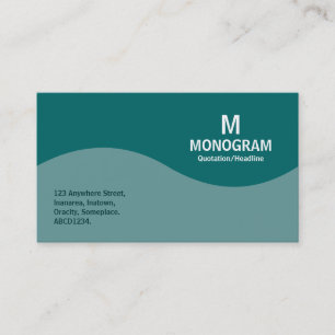 Carte De Visite Monogramme demi-vague - Vert océan et Turquoise 00
