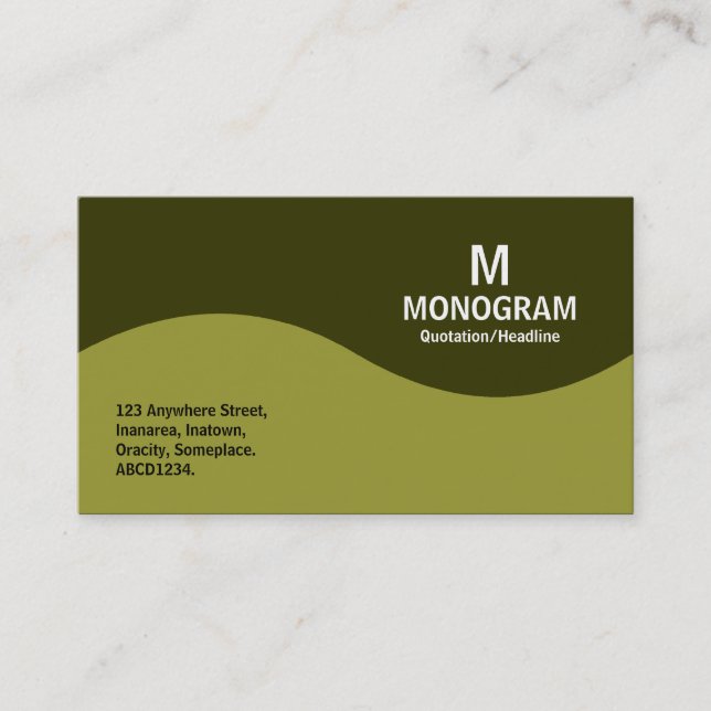 Carte De Visite Monogramme demi-vague - Vert olive avec 33300 (Devant)