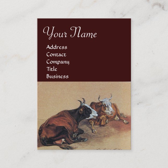 CARTE DE VISITE MONOGRAMME DES VACHES À DEUX LONGUES (Devant)