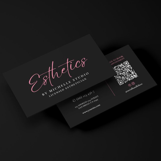 Carte De Visite Monogramme d'esthéticienne d'esthétique rose éléga (Elegant Pink Esthetics Esthetician Monogram Business Card
)