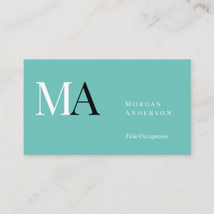 Carte De Visite Monogramme DIY blanc/noir, nom, noir argent sarcel