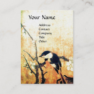 Carte De Visite MONOGRAMME D'OISEAU DE PRINTEMPS Brown Jaune Perle