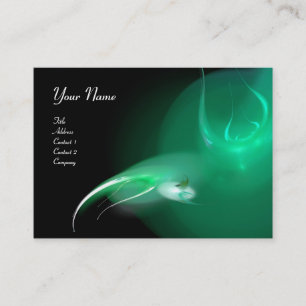 Carte De Visite MONOGRAMME D'OISEAU LUMIÈRE Vibrant noir bleu vert