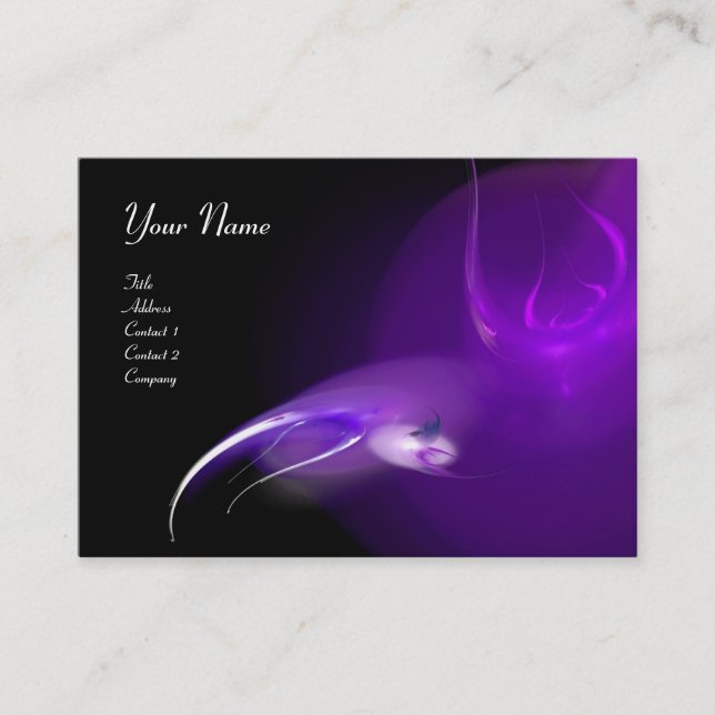 Carte De Visite MONOGRAMME D'OISEAU LUMINEUX Violet noir vif (Devant)