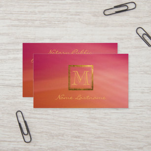 Carte De Visite Monogramme d'or Abstrait Magenta Orange moderne