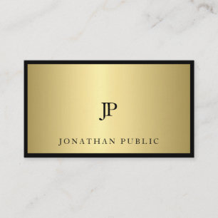 Carte De Visite Monogramme d'or noir sophistiqué Glam moderne fin
