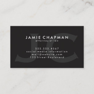 Carte De Visite Monogramme double / Noir lisse