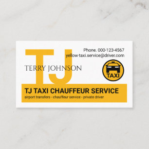 Carte De Visite Monogramme du nom de votre chauffeur de taxi