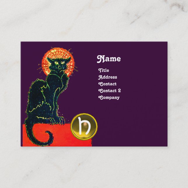 CARTE DE VISITE MONOGRAMME DU PARTI CHAT NOIR (Devant)