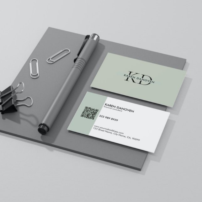 Carte De Visite Monogramme écologique minimaliste (Créateur téléchargé)