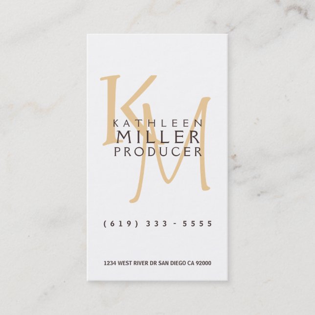 Carte De Visite Monogramme élégant (Devant)