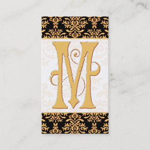 Carte De Visite Monogramme élégant de l'initiale M de damassé d