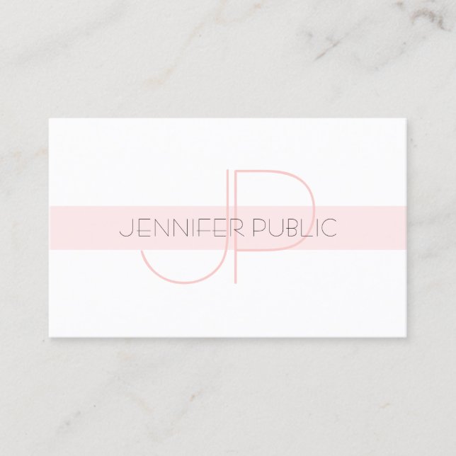Carte De Visite Monogramme élégant Design simple Luxe Moderne Plai (Devant)
