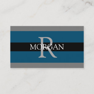 Carte De Visite Monogramme élégant DIY Nom Blk DkGray Bleu océan