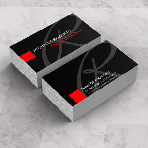 Carte De Visite Monogramme élégant du consultant en création noire