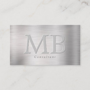 Carte De Visite Monogramme élégant en acier brossé DIY