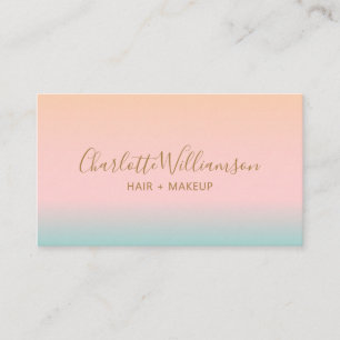Carte De Visite Monogramme élégant et chic dégradé rose pastel rét