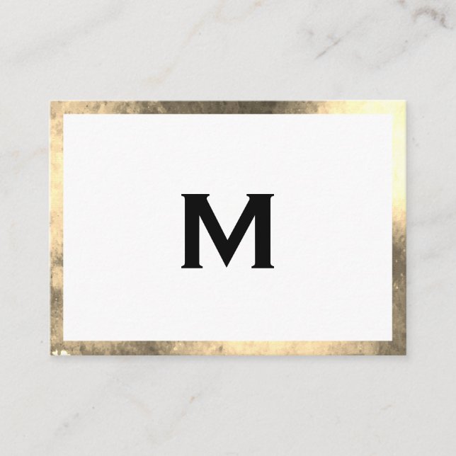 Carte De Visite Monogramme Elegant Faux Golden Border (Devant)