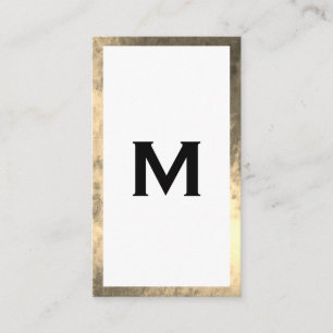 Carte De Visite Monogramme Elegant Faux Golden Border