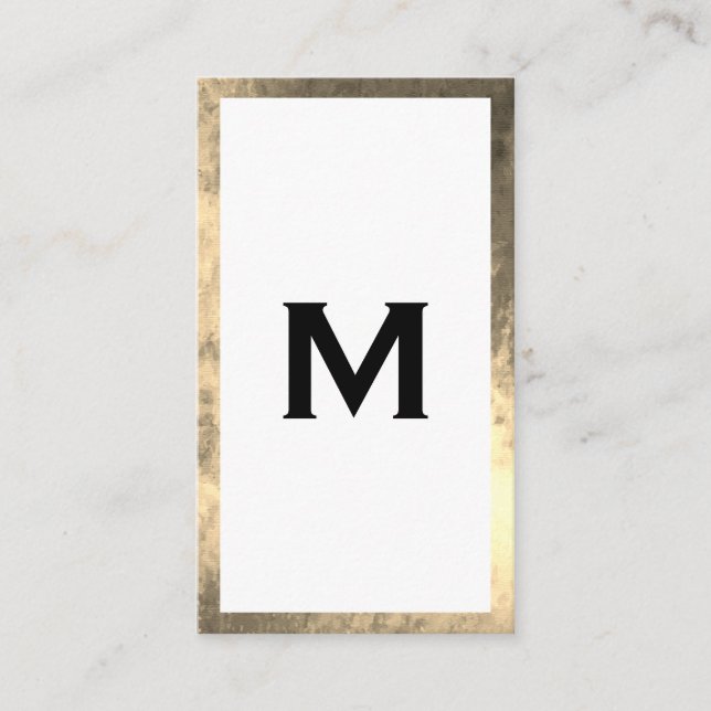 Carte De Visite Monogramme Elegant Faux Golden Border (Devant)