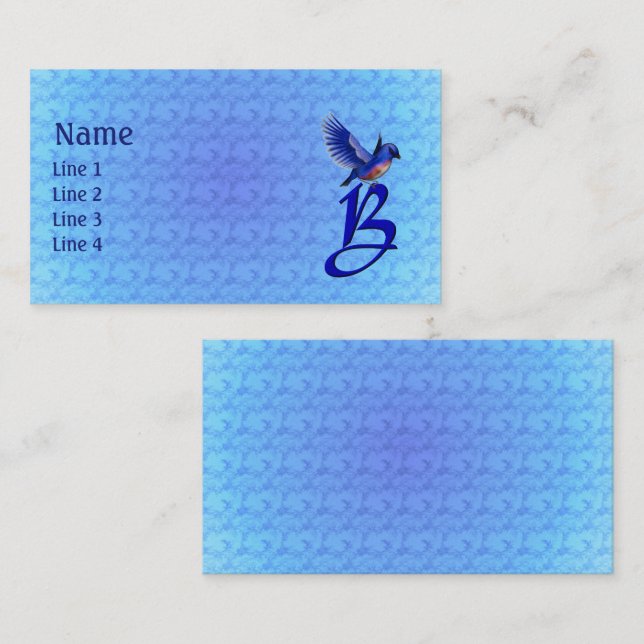 Carte De Visite Monogramme élégant initiale B Bluebird (Devant / Derrière)