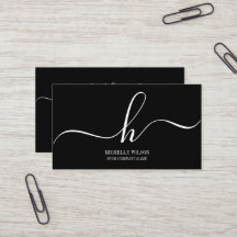 Monogramme Élégant Initiales Nom Script Noir Blanc