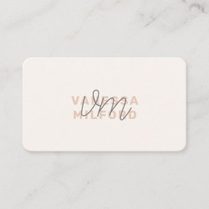 Carte De Visite Monogramme Elegant Ivoire Crème minimaliste modern
