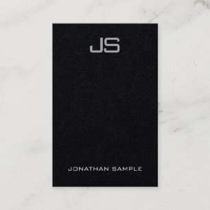 Carte De Visite Monogramme Elegant Modèle vertical Luxe noir