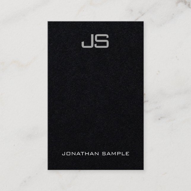 Carte De Visite Monogramme Elegant Modèle vertical Luxe noir (Devant)