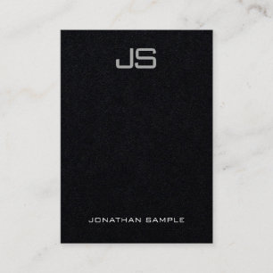 Carte De Visite Monogramme Elegant Modèle Vertical Luxury Black