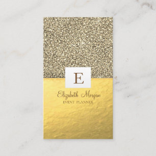 Carte De Visite Monogramme élégant moderne brillant doré pailleté