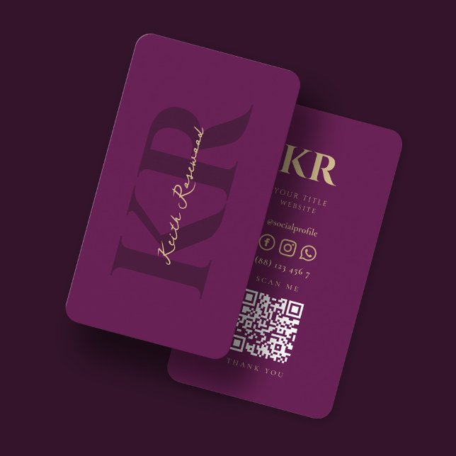 Carte De Visite Monogramme élégant moderne Luxe Purple Professionn (Créateur téléchargé)