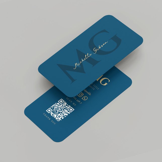 Carte De Visite Monogramme élégant moderne Regal Blue Professional (Modern Elegant Monogram Regal Blue Professional Business Card
)