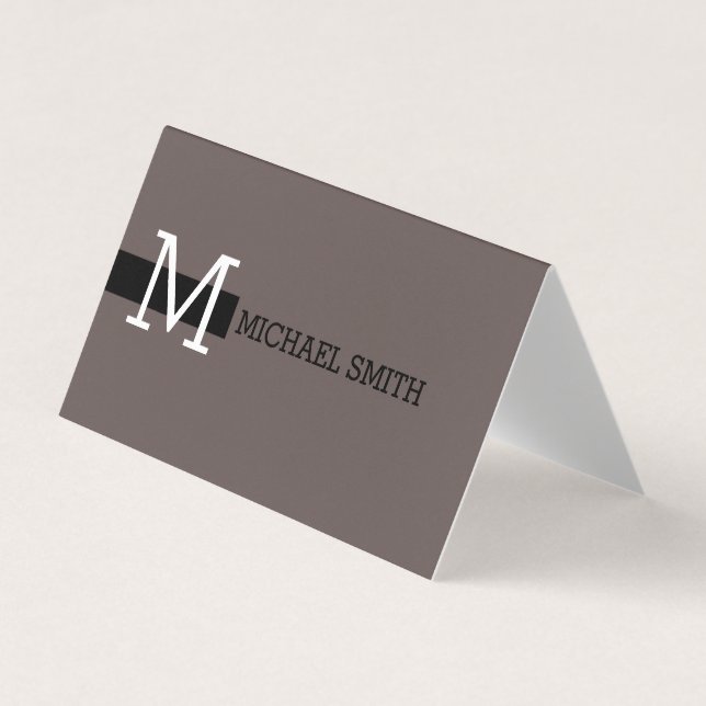 Carte De Visite Monogramme élégant moderne Wenge & Noir (Devant)