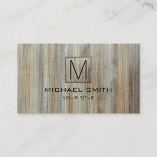 Carte De Visite Monogramme élégant professionnel du grain de bois