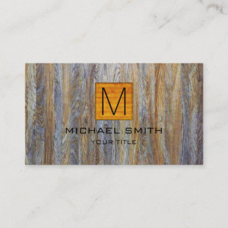 Carte De Visite Monogramme élégant professionnel du grain de bois