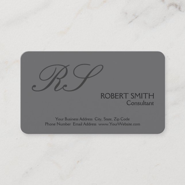 Carte De Visite Monogramme Élégant Simple Moderne Gris (Devant)