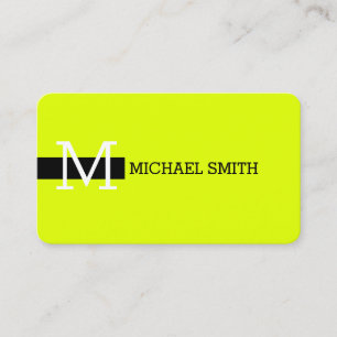 Carte De Visite Monogramme Élégante Chartreuse Moderne & Noir